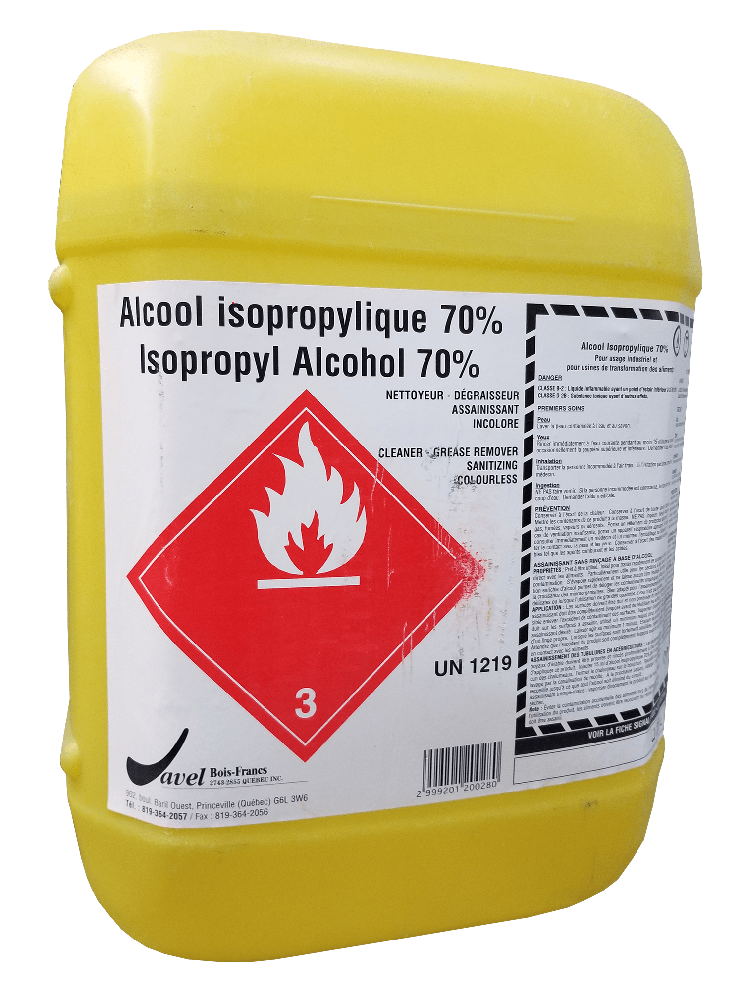 Alcool Isopropylique 70% 20L - JNB - Assainisseur – JNB Distributeur  agricole