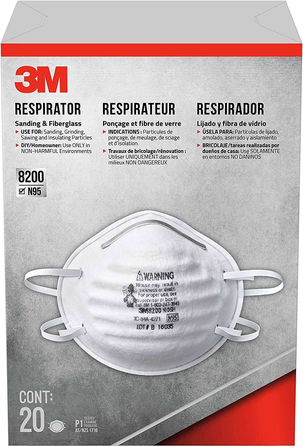 '- JN5523 - JNB1913 - Masque Jetable 3M 8200 N95 Bte/20