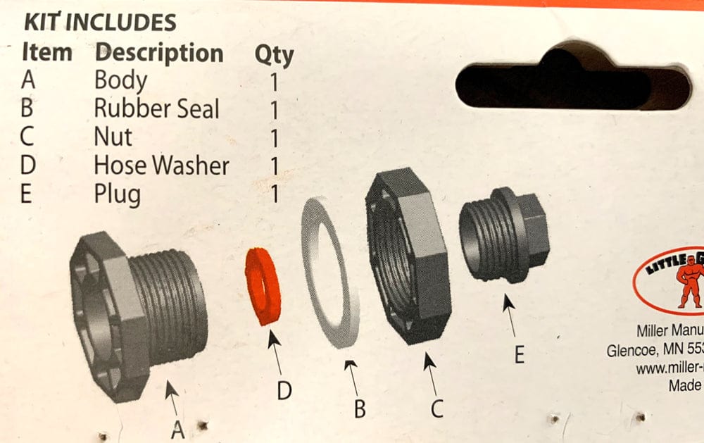 Adaptateurs - JN79 - Miller - Adaptateur Pour Baril En Plastique 3/4''