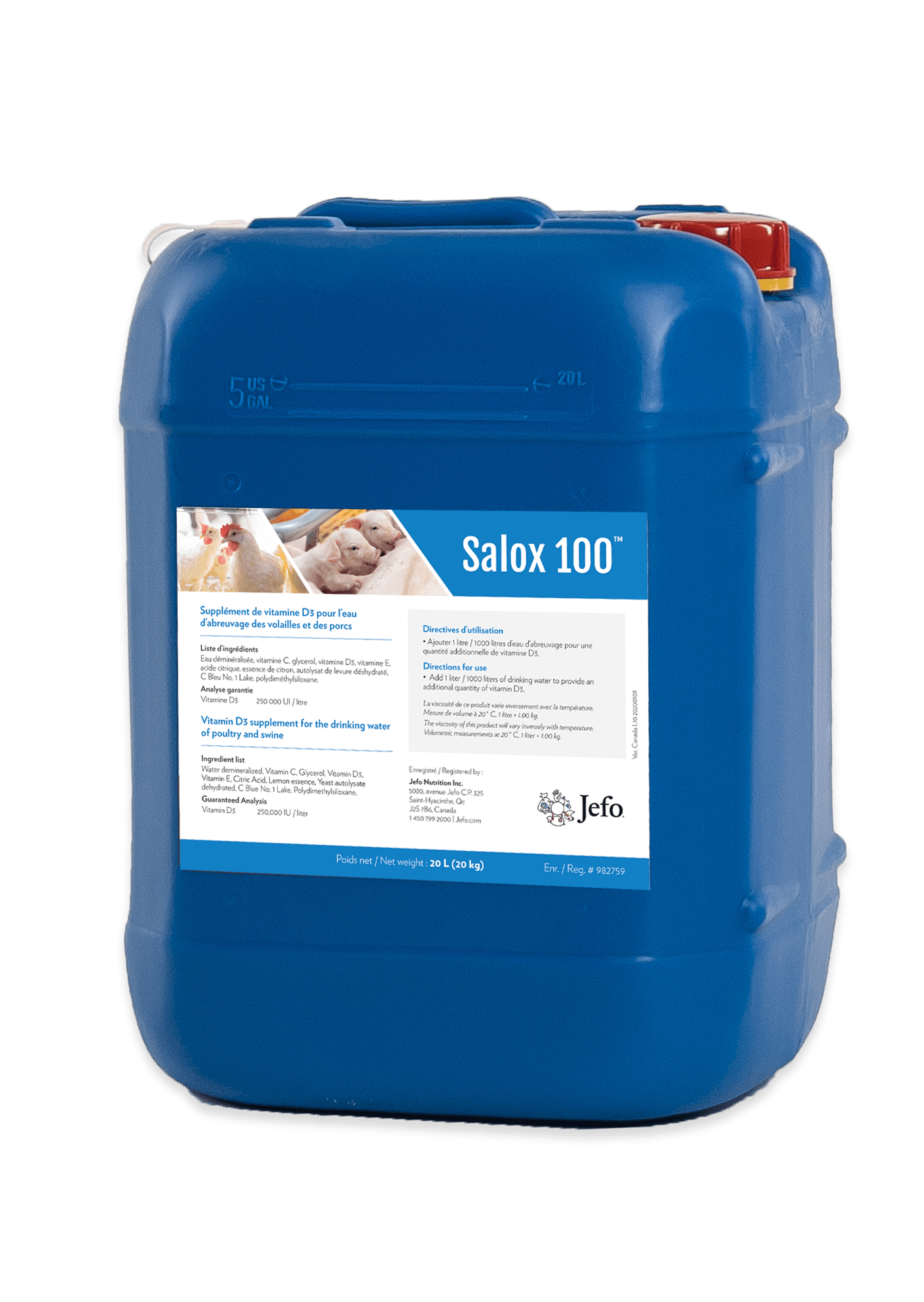 Suppléments - JN3402 - Jefo Nutrition - 20 litres Supplément De Vitamines - Salox 100