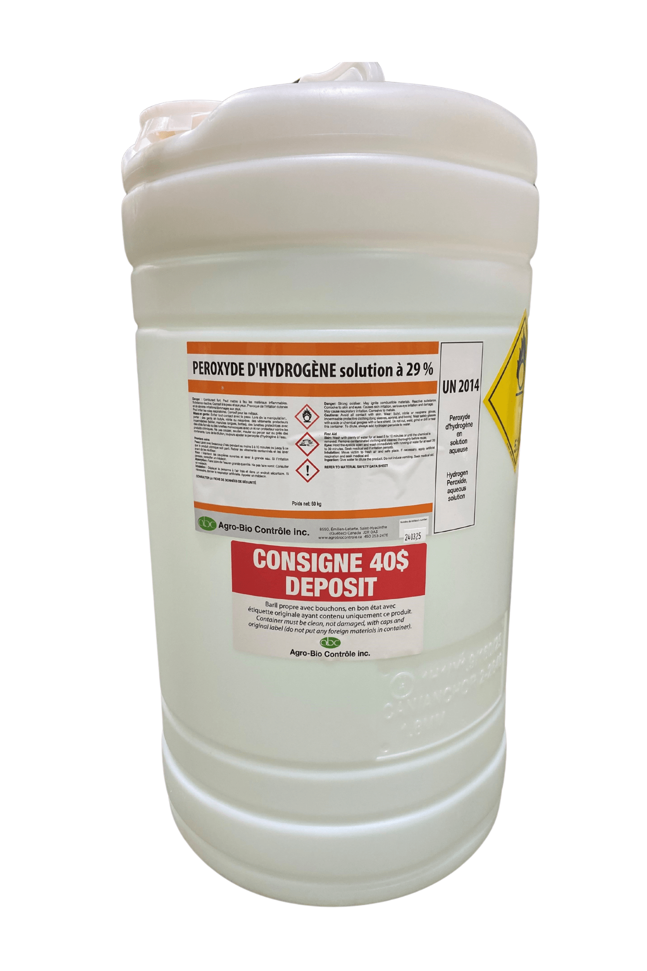 Traitement de l'eau - JN9154 - Agro Bio-Controle - Peroxyde d'hydrogène 29% - 60kg