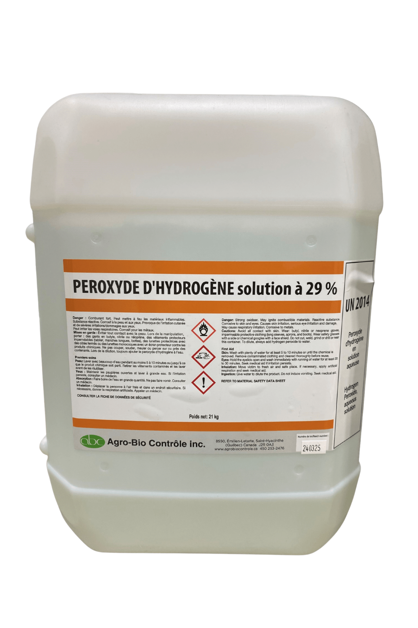 Traitement de l'eau - JN9169 - Agro Bio-Controle - Peroxyde d'hydrogène 29% - 21kg